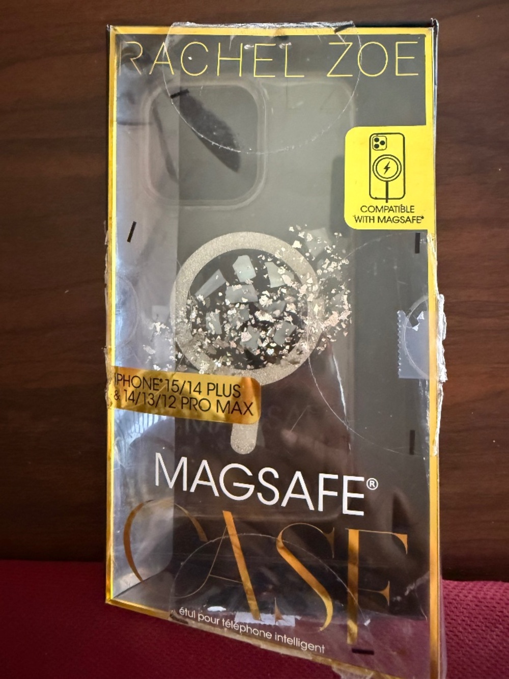 The RACHEL ZOE Silver Glitter Mag Safe Case for iPhone 12-15 Plus Pro Max